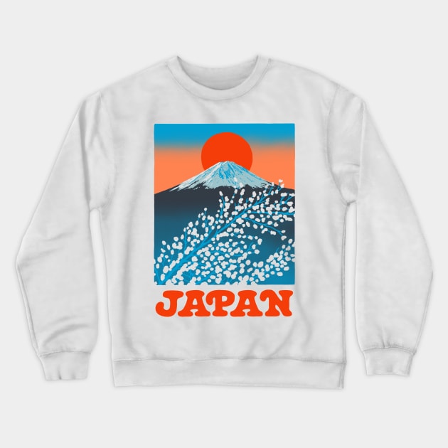Japan Mt. Fuji Cherry Blossom Sun Crewneck Sweatshirt by lorenklein
